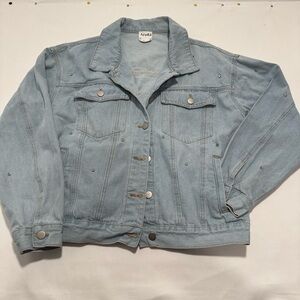 ARULA light wash Denim Jacket diamond encrusted XL